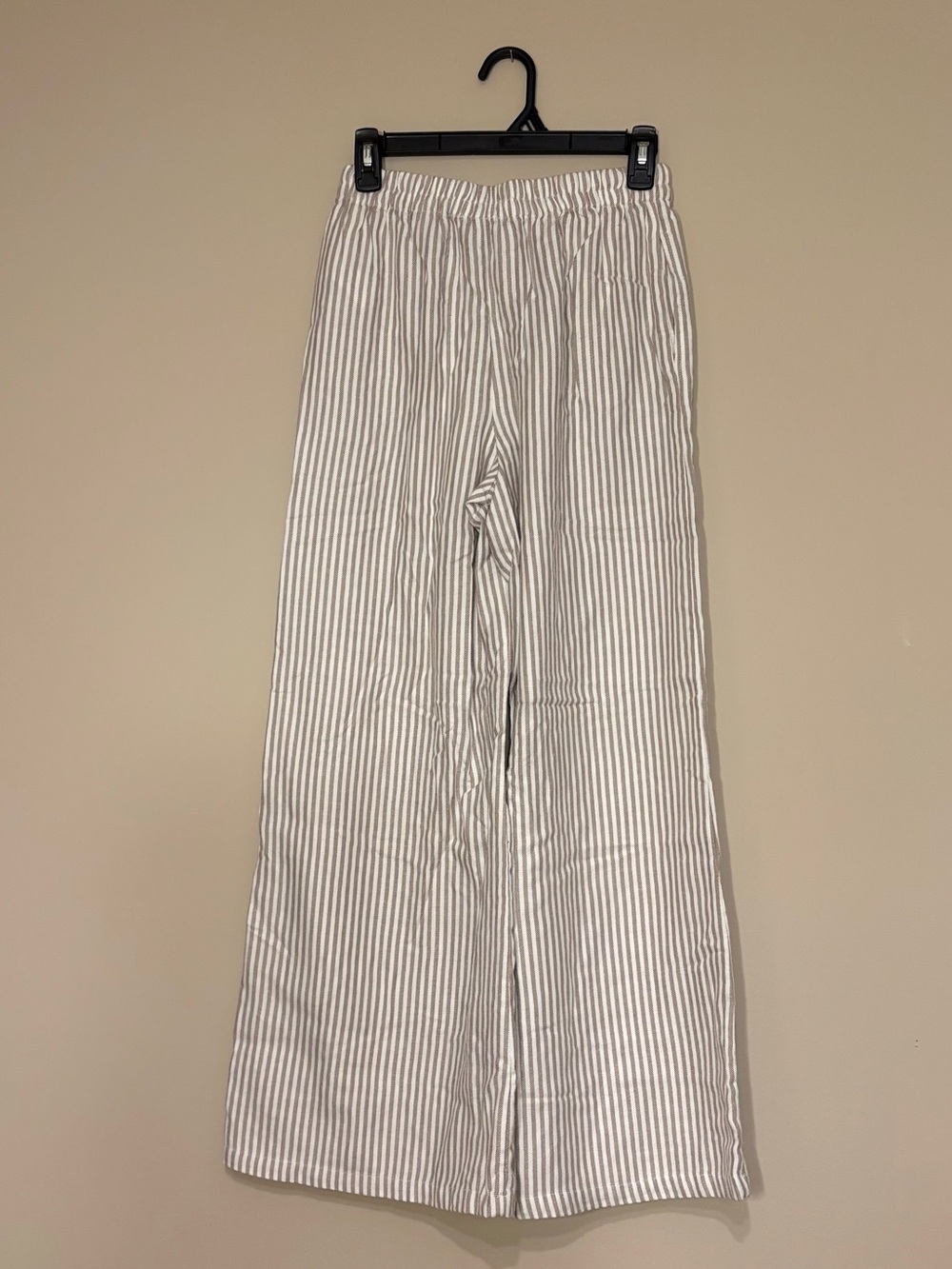 Sincerely Jules Striped Wide Leg Pants- White & Gray/Brown - Picture 3 of 4